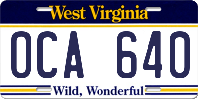WV license plate OCA640
