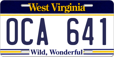 WV license plate OCA641