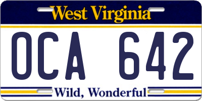 WV license plate OCA642