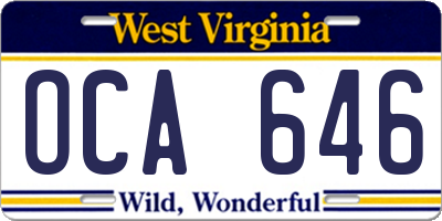 WV license plate OCA646