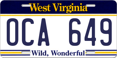 WV license plate OCA649