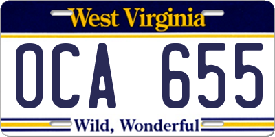 WV license plate OCA655