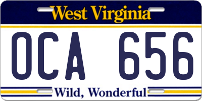 WV license plate OCA656