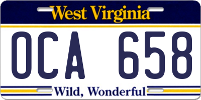 WV license plate OCA658