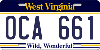 WV license plate OCA661