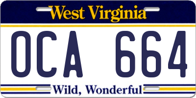 WV license plate OCA664