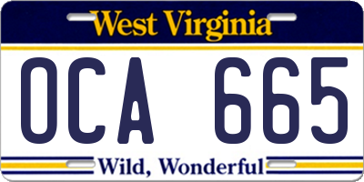 WV license plate OCA665