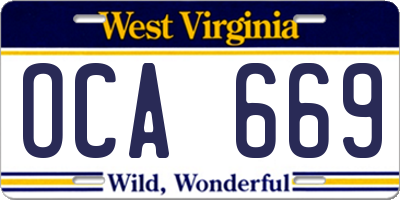 WV license plate OCA669