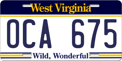 WV license plate OCA675