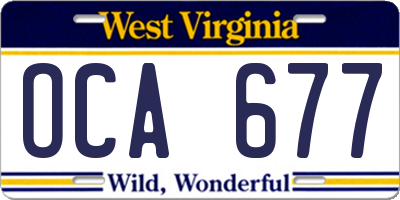 WV license plate OCA677