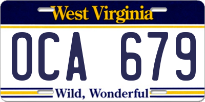 WV license plate OCA679