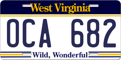 WV license plate OCA682
