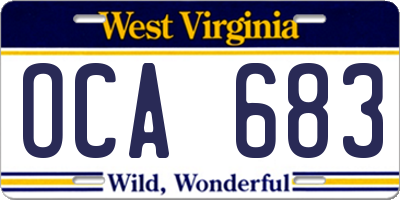WV license plate OCA683