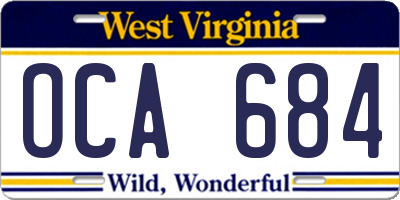 WV license plate OCA684