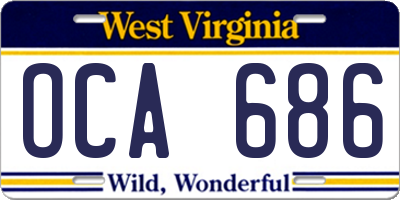 WV license plate OCA686