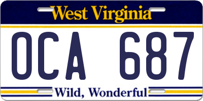 WV license plate OCA687