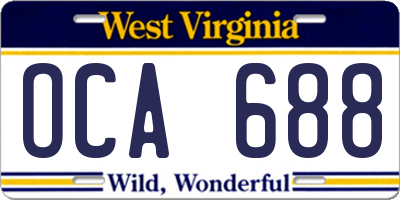 WV license plate OCA688