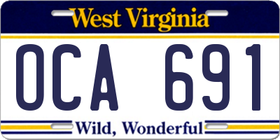 WV license plate OCA691