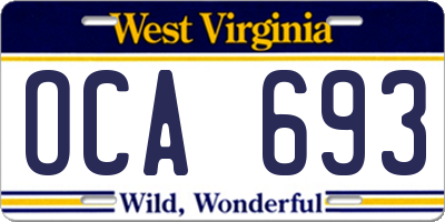 WV license plate OCA693