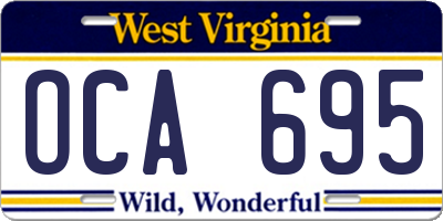 WV license plate OCA695
