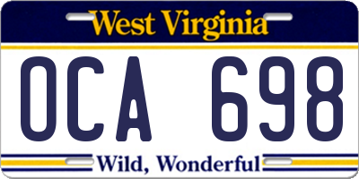 WV license plate OCA698