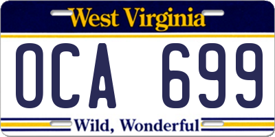 WV license plate OCA699