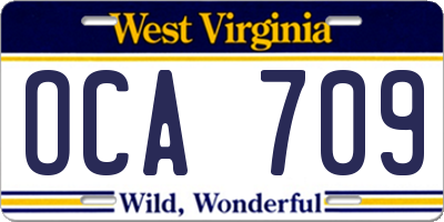 WV license plate OCA709
