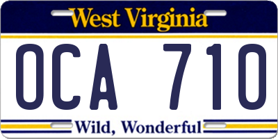 WV license plate OCA710