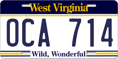 WV license plate OCA714