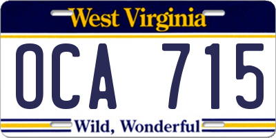 WV license plate OCA715