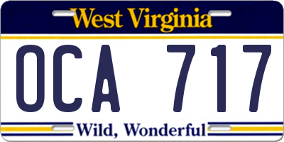 WV license plate OCA717