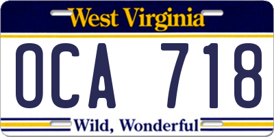 WV license plate OCA718