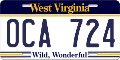 WV license plate OCA724