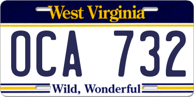 WV license plate OCA732