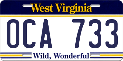 WV license plate OCA733