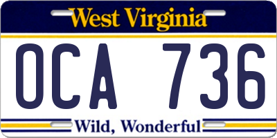 WV license plate OCA736