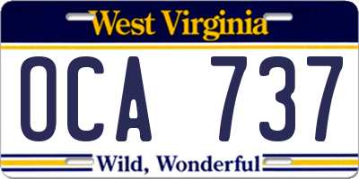 WV license plate OCA737