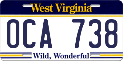 WV license plate OCA738