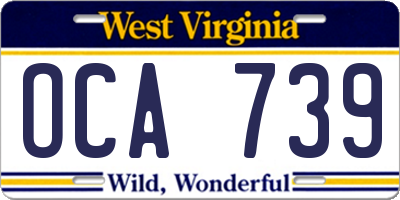 WV license plate OCA739