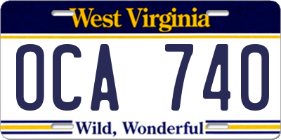 WV license plate OCA740
