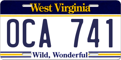 WV license plate OCA741
