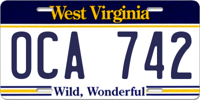 WV license plate OCA742