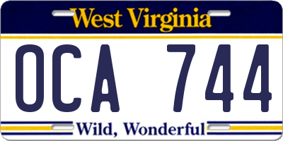WV license plate OCA744