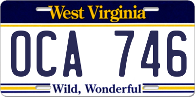 WV license plate OCA746