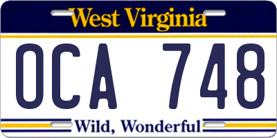 WV license plate OCA748