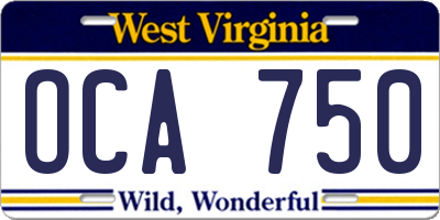 WV license plate OCA750