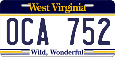 WV license plate OCA752