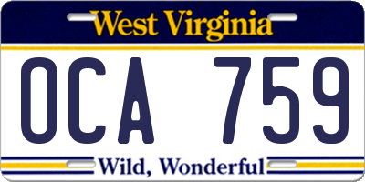 WV license plate OCA759