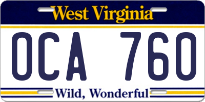 WV license plate OCA760