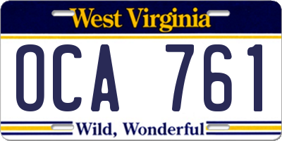 WV license plate OCA761